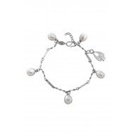 Sterling Silver Angel of Peace Charm Bracelet with Freshwater Pearls