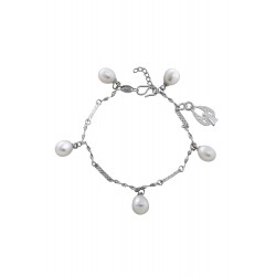Sterling Silver Angel of Peace Charm Bracelet with Freshwater Pearls
