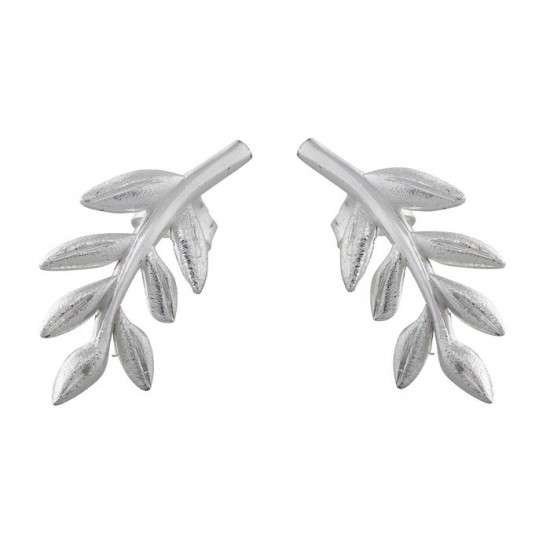 Sterling Silver Olive Branch Stud Earrings