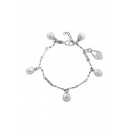  Sterling Silver Angel of Peace Charm Bracelet with Freshwater Pearls