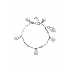 Sterling Silver Angel of Peace Charm Bracelet with Freshwater Pearls