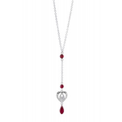 Sterling Silver Loving Angel Pendant with Red Swarovski Crystals