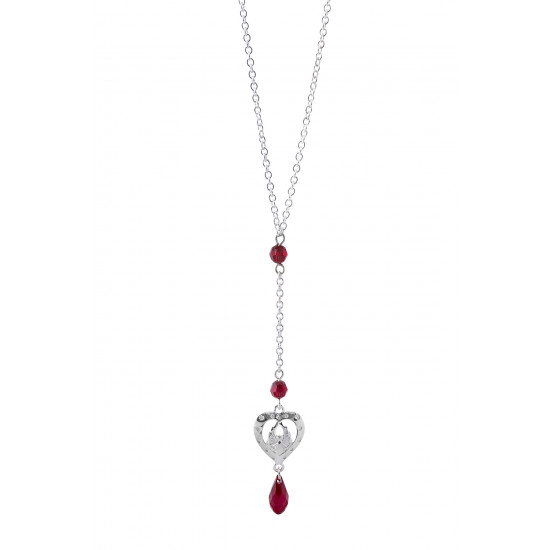 Sterling Silver Loving Angel Pendant with Red Swarovski Crystals