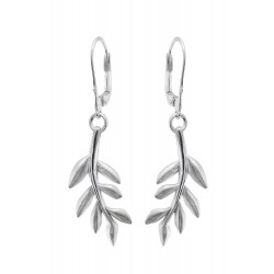  Sterling Silver Olive Branch Drop Earrings 