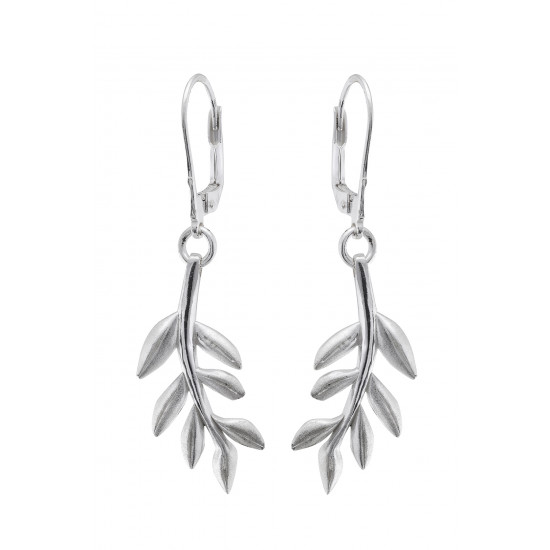  Sterling Silver Olive Branch Drop Earrings 