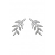  Sterling Silver Olive Branch Stud Earrings 