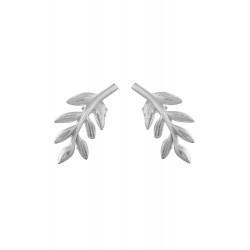  Sterling Silver Olive Branch Stud Earrings 
