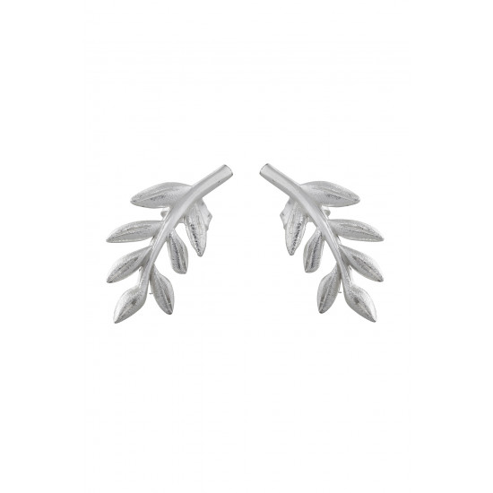  Sterling Silver Olive Branch Stud Earrings 
